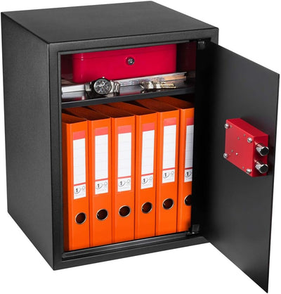 Homesafe HV50K Tresor Safe mit Schlüssel-Schloss, 50x35x35cm (HxWxD), Carbon Satin Schwarz, 50x35x35