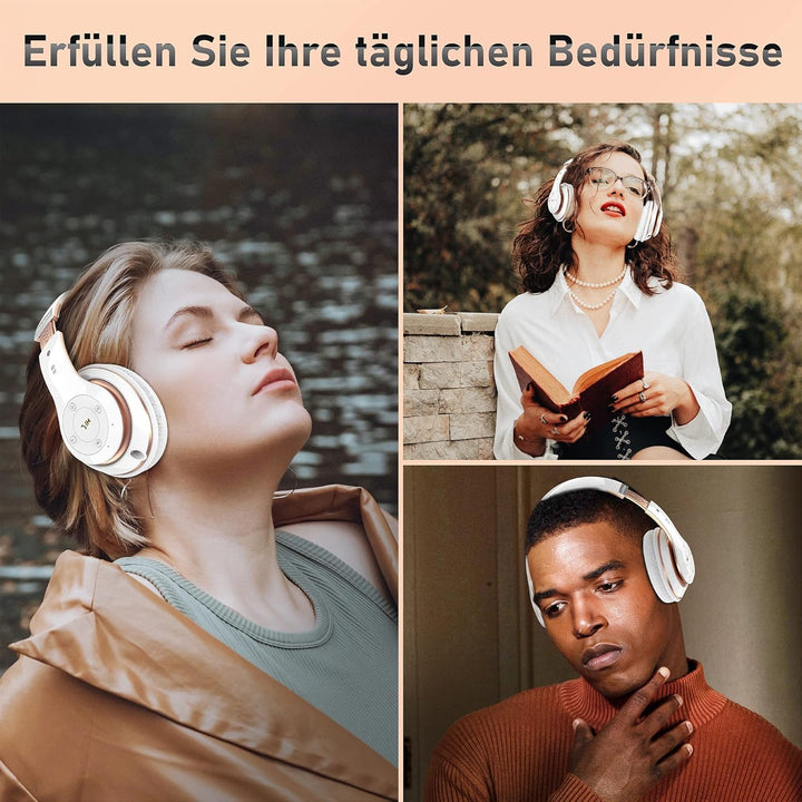 Kopfhörer Kabellos mit 6 EQ Modi, Kopfhörer Bluetooth, 65 Std Over Ear Kopfhörer Bluetooth mit Einge