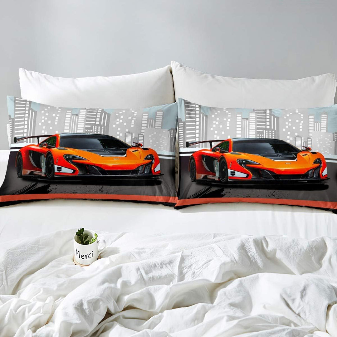 Loussiesd Bettwäsche 2 Teilig 135x200 cm Bettwäsche Set Sportwagen Auto Stadt Modern Bettbezug Set f