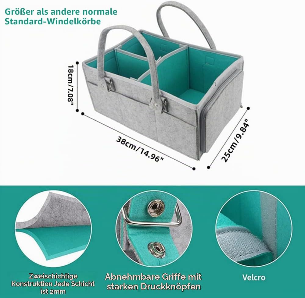 Baby Windel Caddy Organizer, Faltbare Filz Nursery Storage Bag Flexible Fächer Multi Pockets Portabl