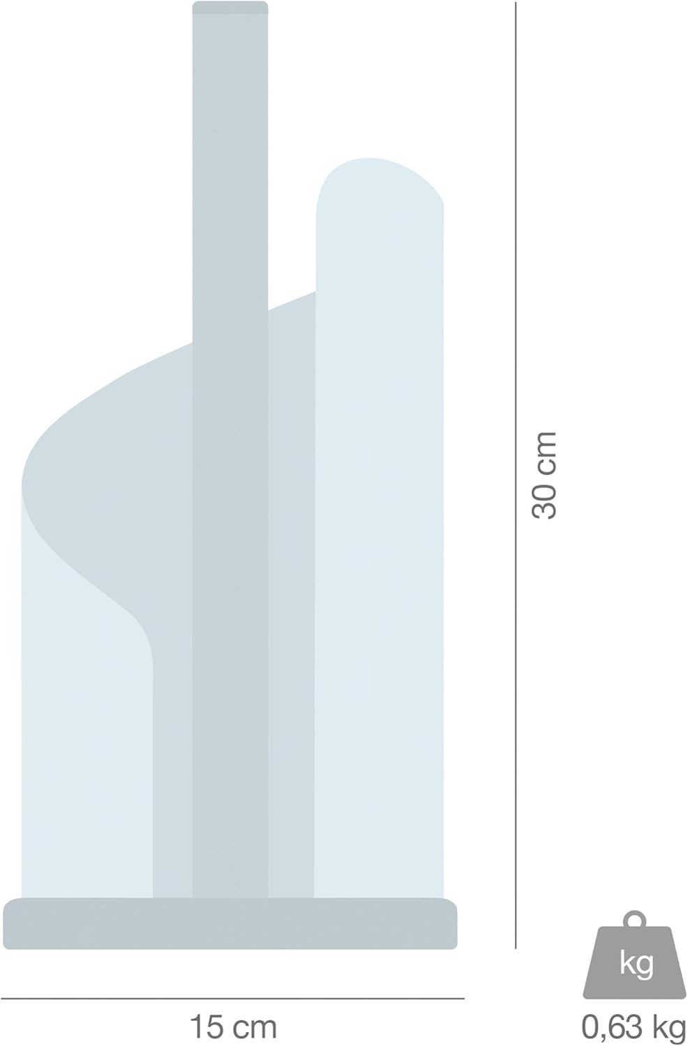 stardis Küchenrollenhalter, Edelstahl/matt beschichtet Ø 15 cm Rollenhalter (Weiss), Weiss