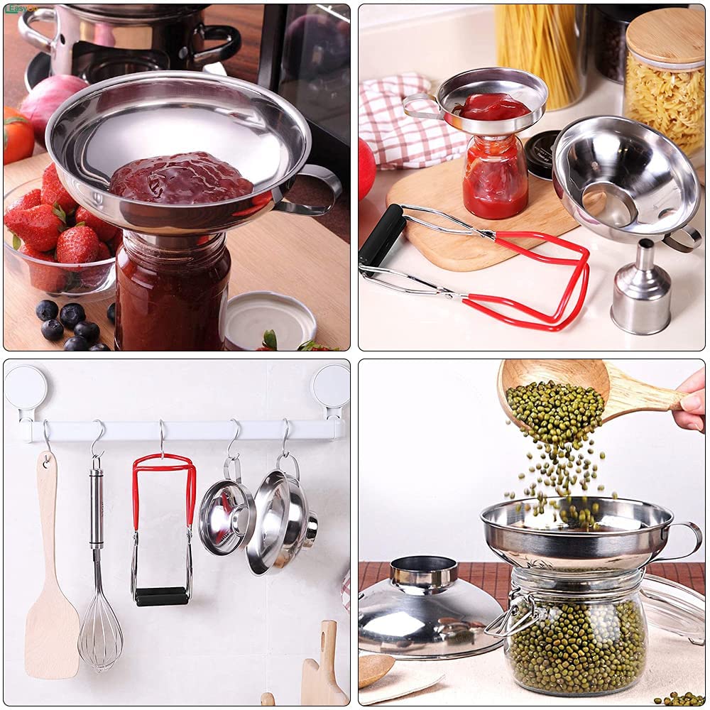 Trichter Edelstahl Set, 4 Stück Marmeladentrichter Einfülltrichter Trichter Set mit Griff und Glashe