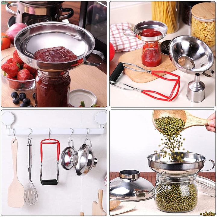 Trichter Edelstahl Set, 4 Stück Marmeladentrichter Einfülltrichter Trichter Set mit Griff und Glashe