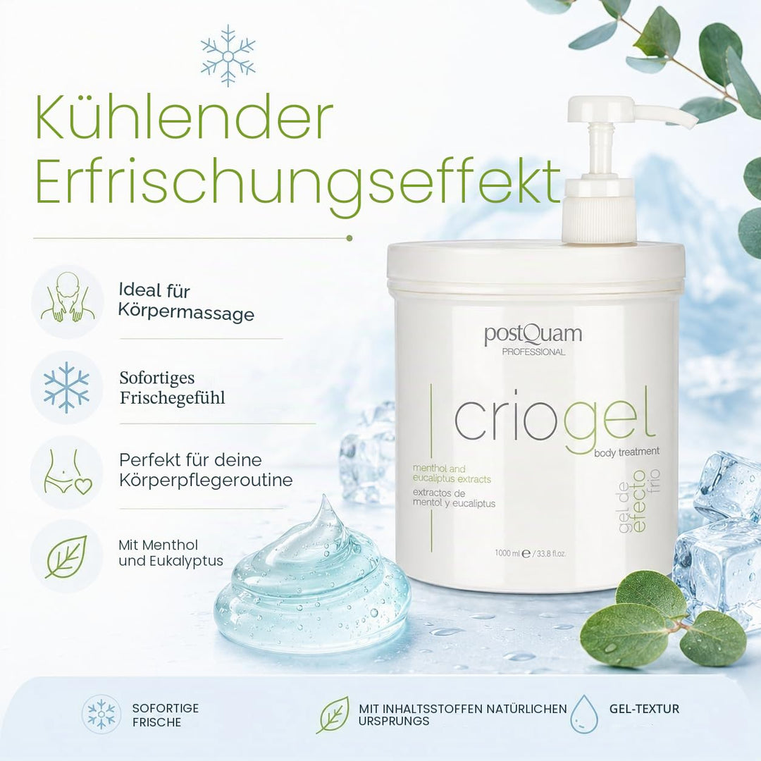 PostQuam - Criogel | Anti Cellulite Gel mit Kühleffekt für Müde Beine, Straffendes und Reduzierendes