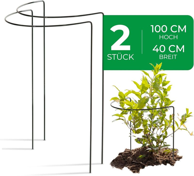 Novatool 2 Strauchstütze 100 cm hoch halbrund 40 cm grün Staudenhalter Blumenhalter Rankengewächs Pf