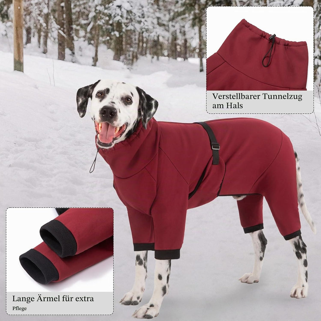 Hundemantel Wasserdicht Warm mit Beinen Hundejacke Winter Reflektierend Reissverschluss Hundemantel