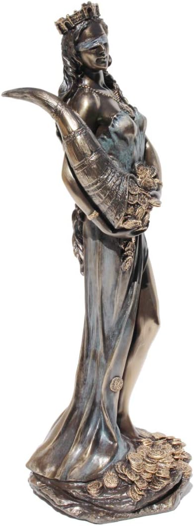 US 29,5 cm gebliebene griechische Göttin Fortuna Kaltgussbronze-Figur