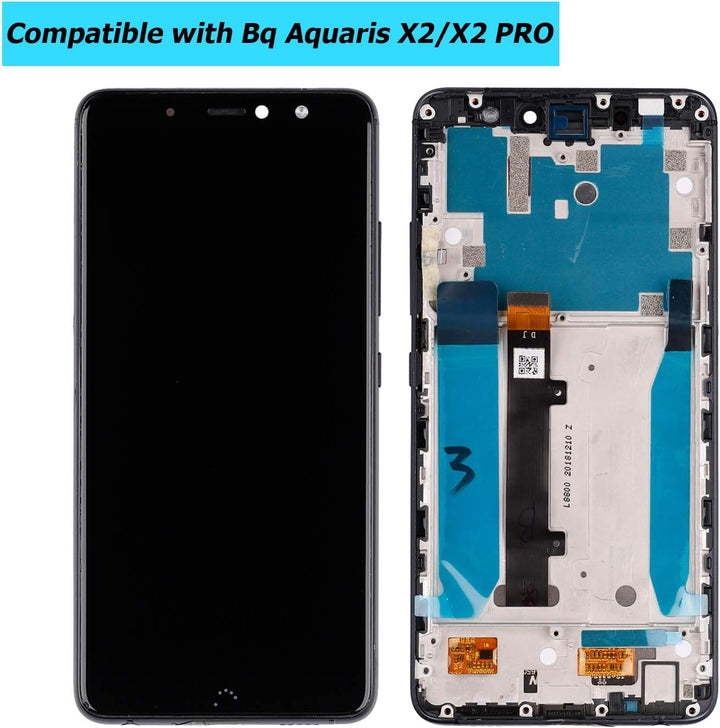 E-YIIVIIL Ersatz LCD Display Kompatibel Für Bq Aquaris X2/X2 Pro 5,65 inch (Schwarz + Rahmen) Ersatz