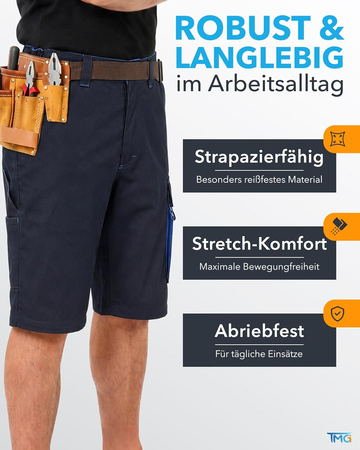 TMG Arbeitsshorts Herren Finesse - leichte Cargo Bundhose kurz aus robustem Baumwoll-Polyester-Mix m