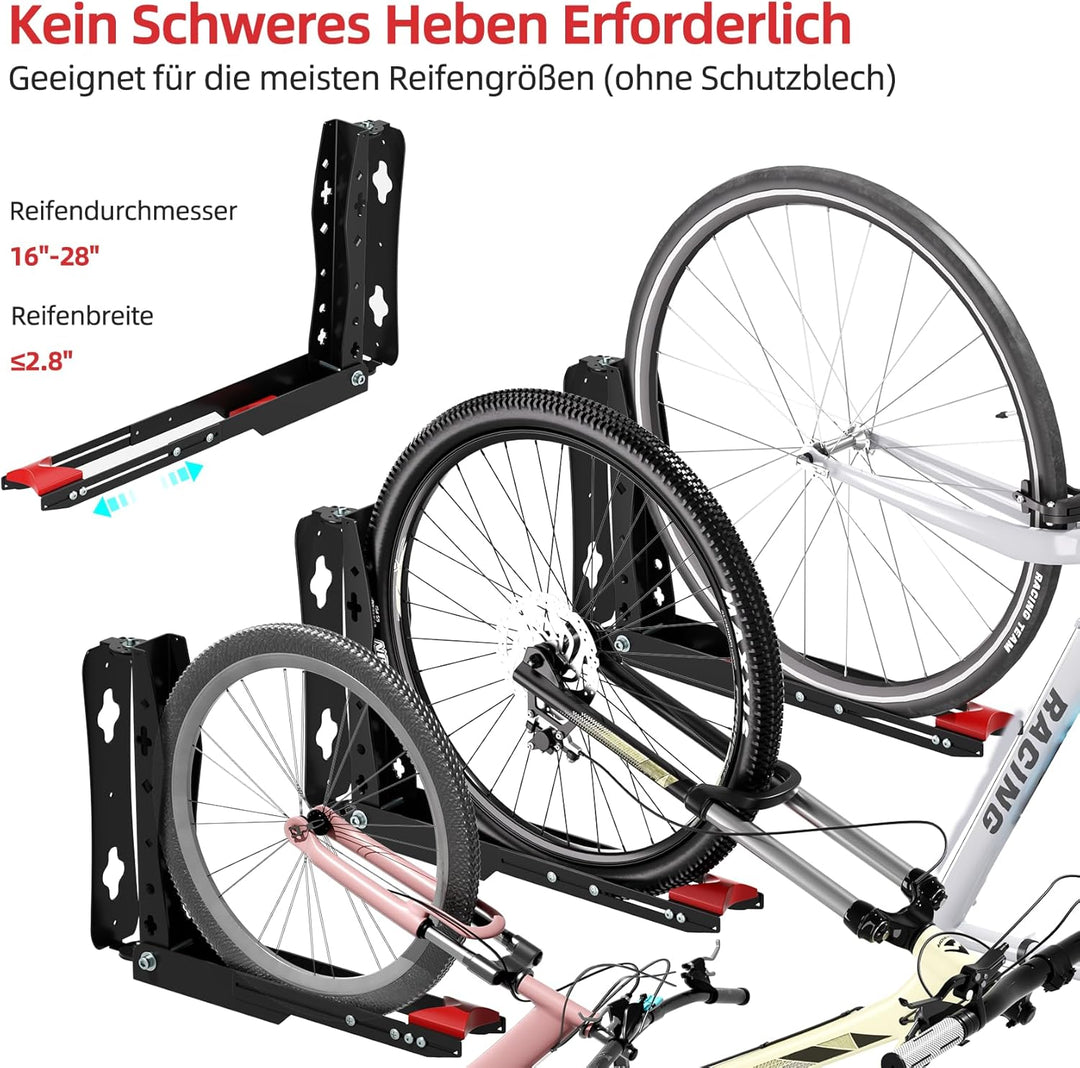 Urban Deco 2er-Pack Fahrradhalterung Wandhalterung schwenkbar, Platzsparender Ständer für die Garage