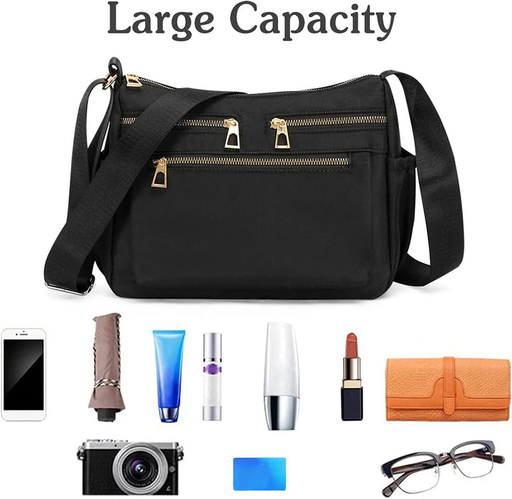PORRASSO Damen Mode Umhängetasche Multi-Tasche Schultertasche Mädchen Nylon Handtasche für Reisen Ei
