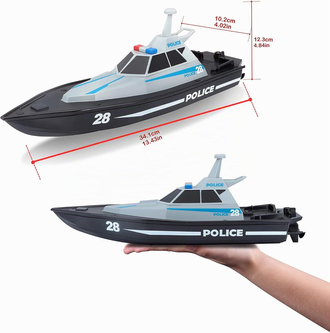 Bauer Spielwaren M82196 Tech R/C Polizeiboot: Ferngesteuertes Spielzeugboot im Polizei-Look, 35 Mete