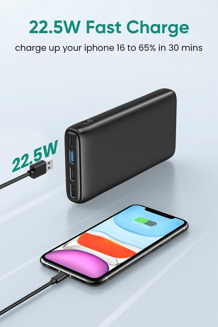 A ADDTOP Powerbank 26800mAh, externer Akku mit 22,5W Power Delivery, Tragbares Ladegerät mit 4 Ports