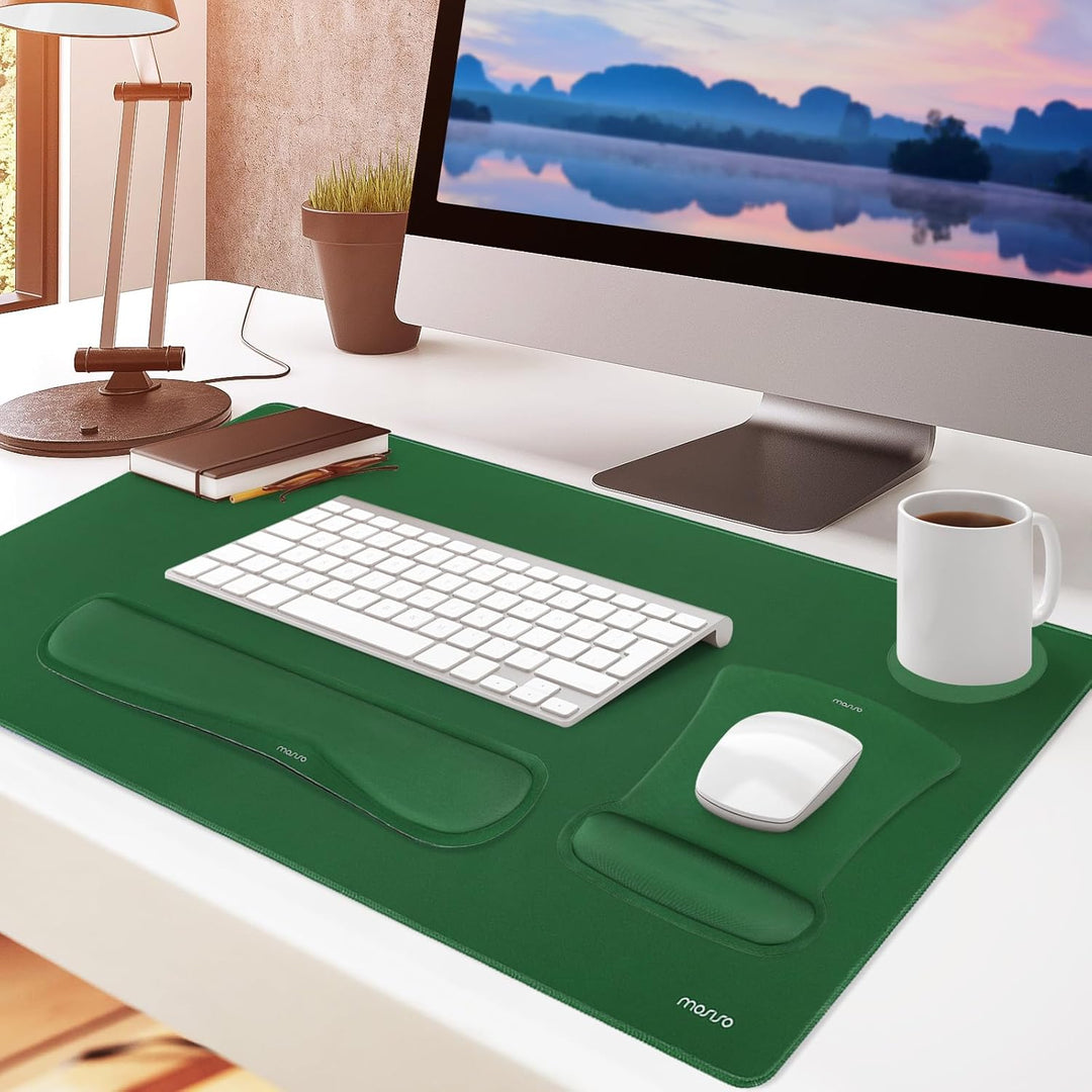 MOSISO Schreibunterlage Matte Tastatur Mauspad Set, 4-in-1 Ergonomisches Mousepad&Tastatur Handgelen