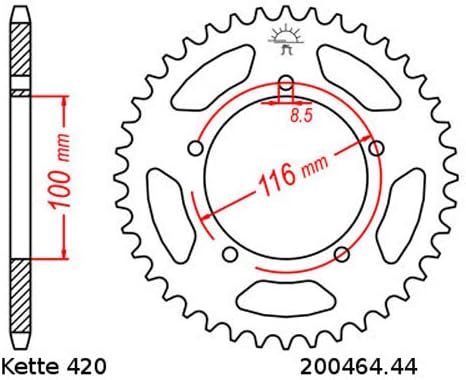 Kettensatz geeignet für Kawasaki KX 60 B 83-03 Kette RK 420 SB 104 offen 13/44