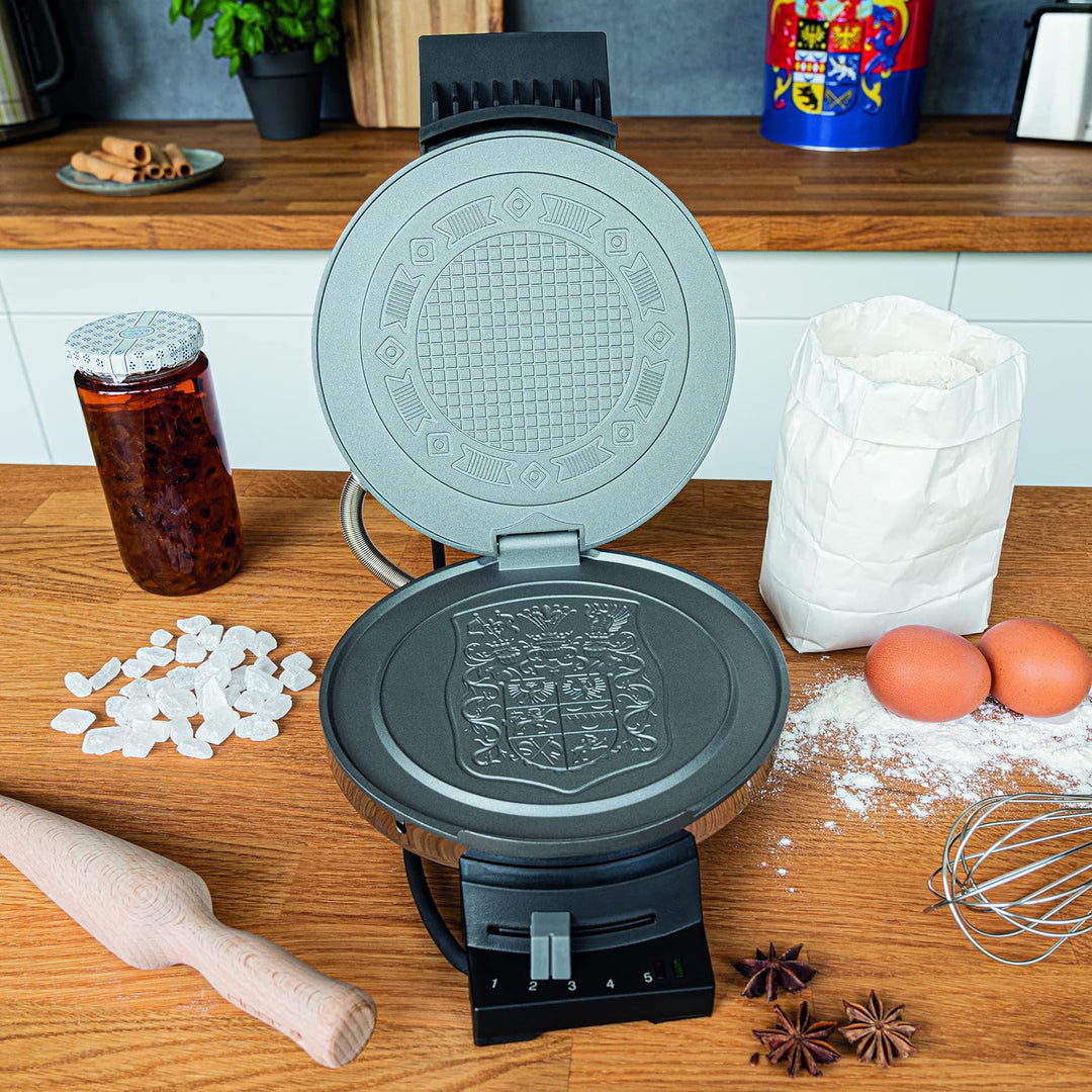 Cloer 285EF Hörncheneisen mit Ostfrieslandwappen für hauchdünne, knusprige Hörnchen, 800 W, Backfläc