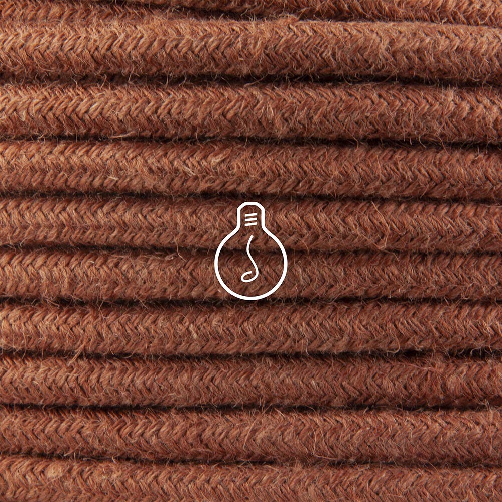 Amarcords - Textilkabel für Lampen BACKSTEIN, rund, Jute, 10 Meter, mit 2 Leiter 2x0,75 - Stoffkabel