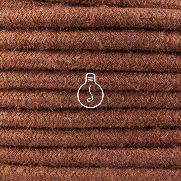 Amarcords - Textilkabel für Lampen BACKSTEIN, rund, Jute, 10 Meter, mit 2 Leiter 2x0,75 - Stoffkabel