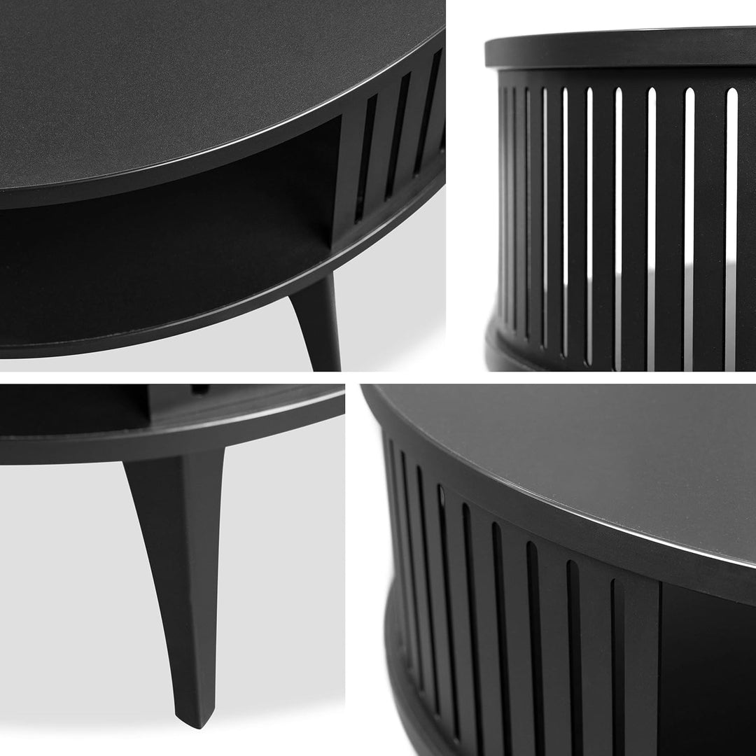 Mirjan24 Couchtisch mit Ablage Rajkon, Runde Form, Metallbeine, Kaffeetisch, Wohnzimmertische, Beist