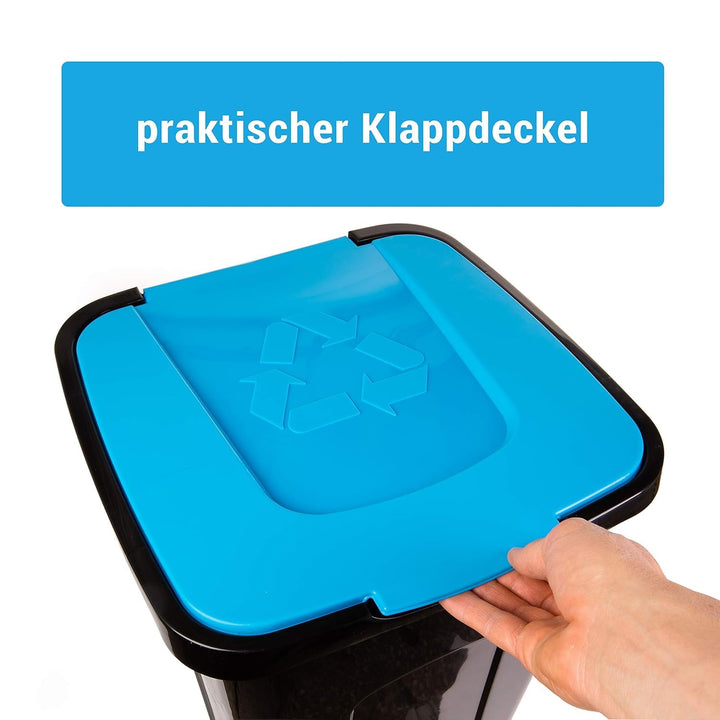 Mülltonne mit Deckel 3er Set 50 Liter Abfalleimer Abfalltonnne Mülleimer mit Farbkodierten Deckeln f