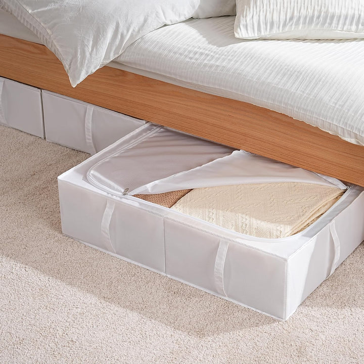 TYEERS Unterbett Aufbewahrungsbox mit Deckel, Strapazierfähiger Stoff, Waschbar, Zusammenklappbar, B