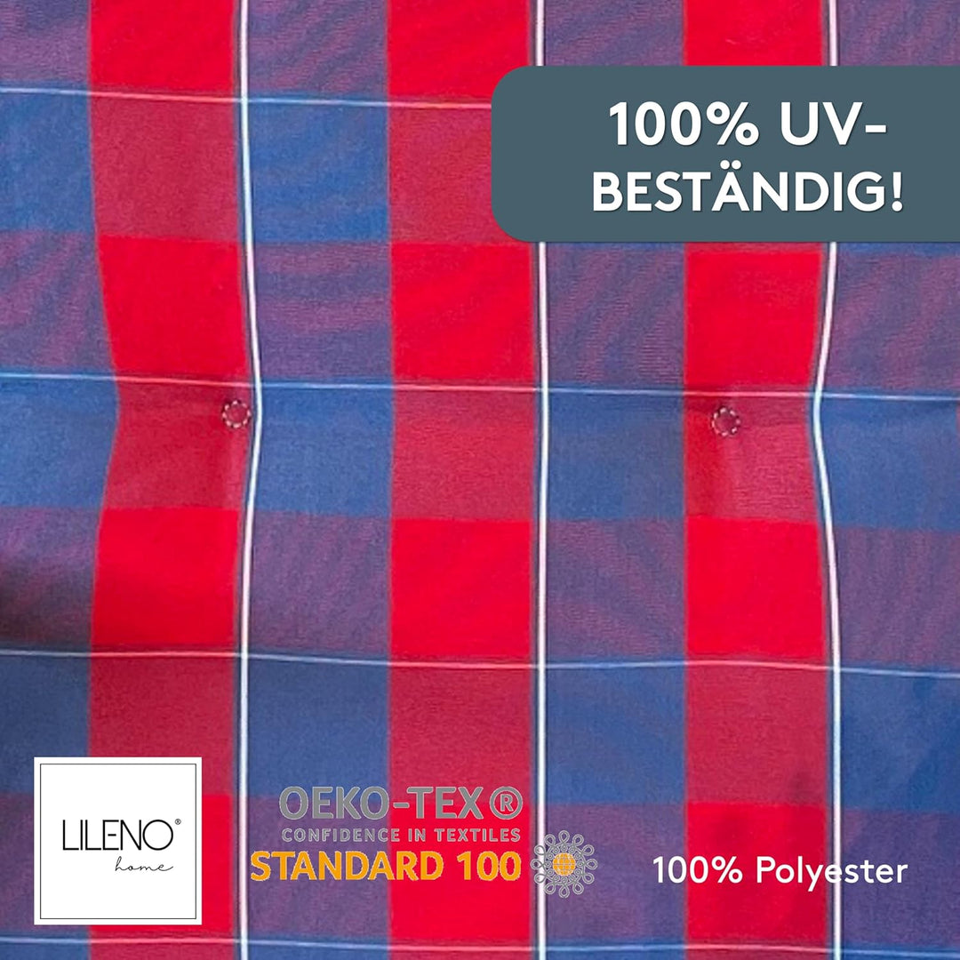 LILENO HOME Gartenstuhl Auflagen als [1er Set - Hochlehner] in Karo Rot Blau Neu - Bequeme Liegen al