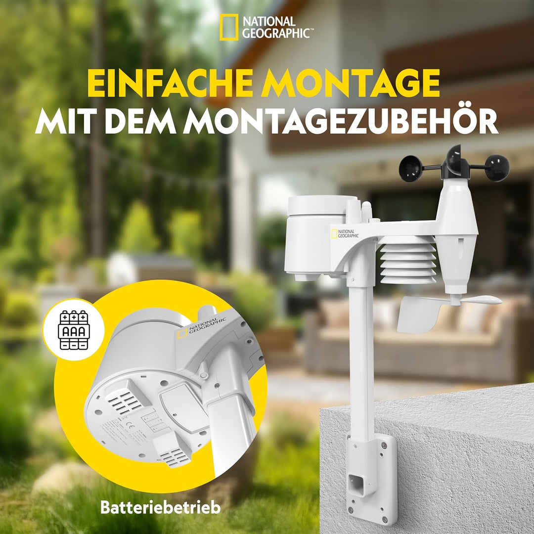 National Geographic Wetterstation Funk mit Aussensensor WLAN Farbwettercenter mit 7-in-1 Profi-Senso