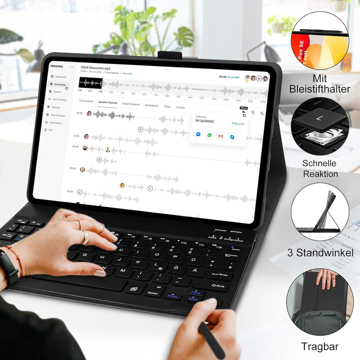AGARELE Tastatur Hülle für Xiaomi Redmi Pad SE 11'' 2023 Hülle mit Tastatur (Deutsches QWERTZ),Soft