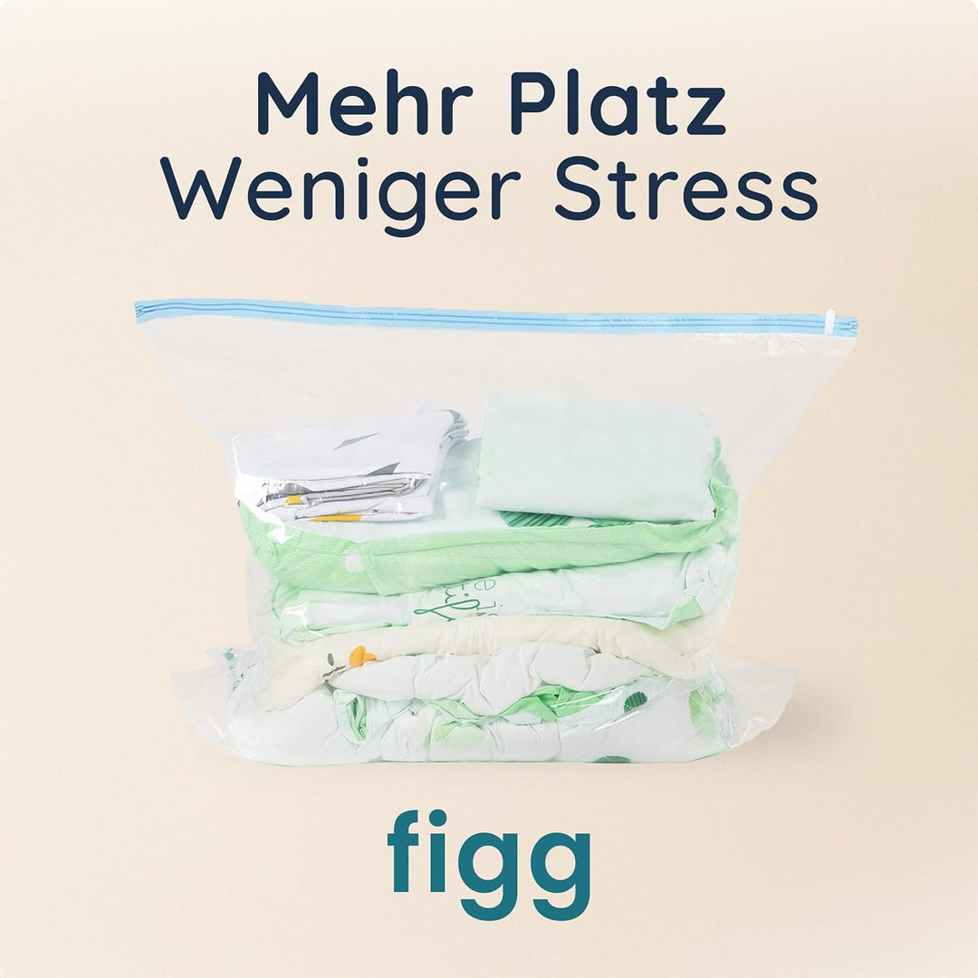 Die Vakuumbeutel für Kleidung und Bettdecken von figg (6er Set 2 Jumbo, 2XXL & 2 L gross) - 6 Vakuum