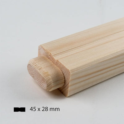 Brüstungsgeländer aus Holz | Unbehandelte Fichte | Grundeinheit 200 cm | Rechteckstab inklusive 1 Pf