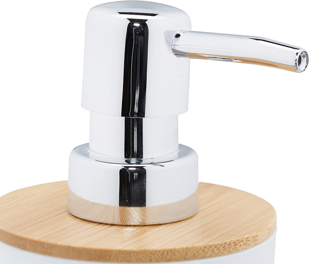Relaxdays Badezimmer Set, 6-teilig, Badaccessoires Kunststoff, Bambus, komplette Badezimmerausstattu