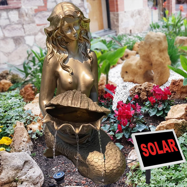 SPRINGBRUNNEN GARTENBRUNNEN SOLAR ZIERBRUNNEN Teichpumpe Set BRUNNEN Solar "Meerjungfrau", SOLARBRUN