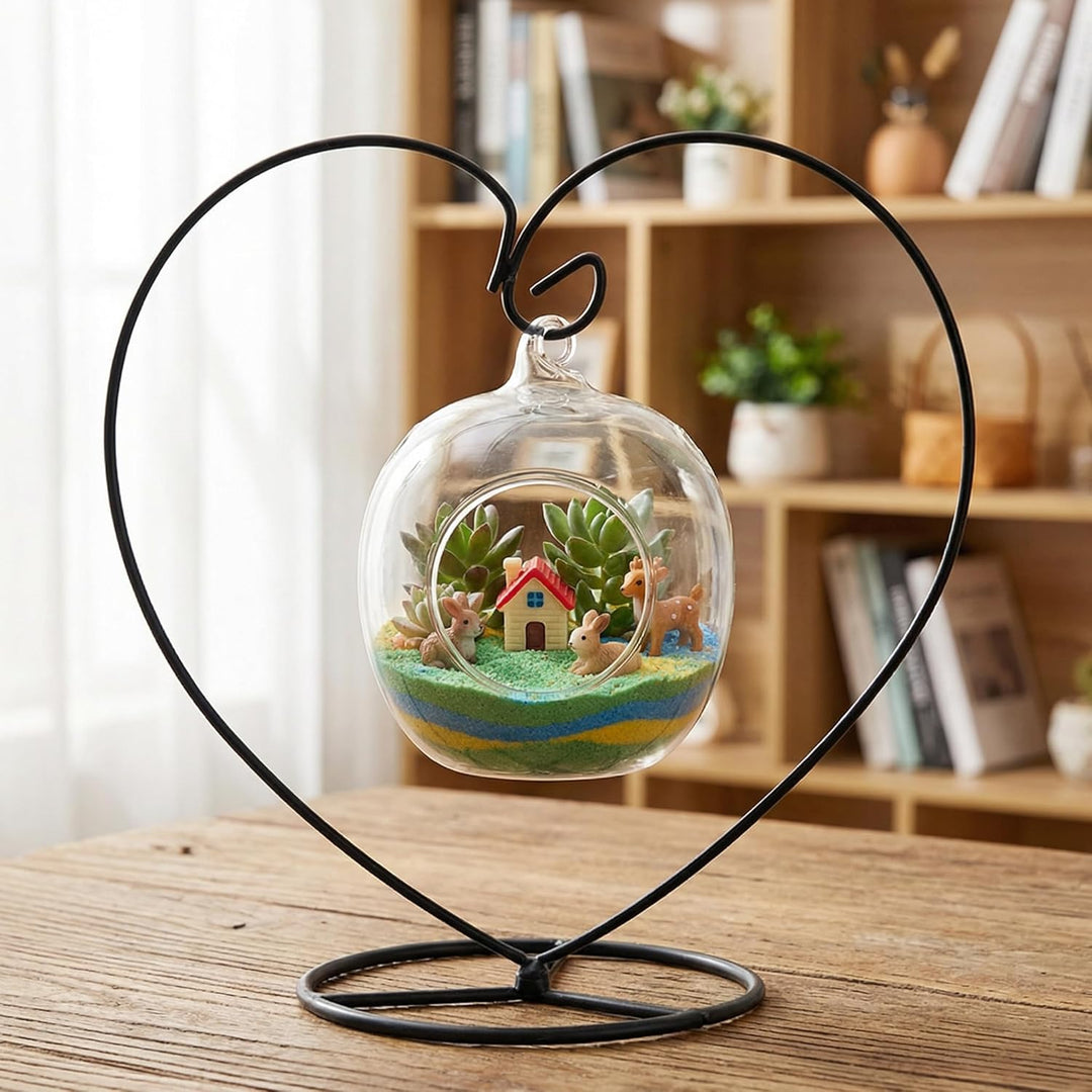 Supvox Herzform Eisenständer für Glasvasen & Terrarien - Schwarzer Metall-Halter für Mikrolandschaft