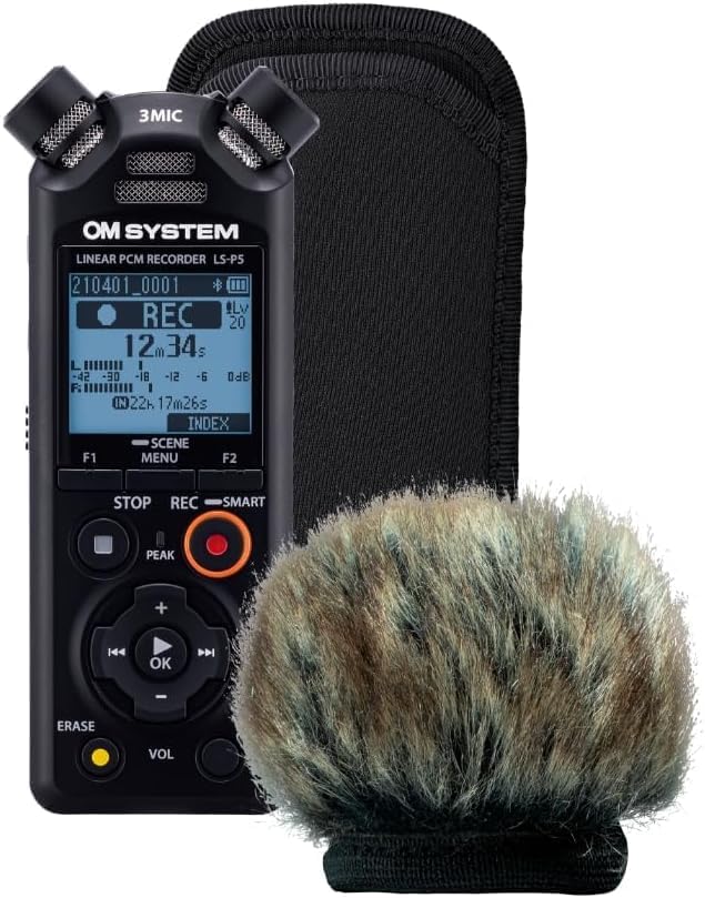 OM SYSTEM LS-P5 Windschutz, Outdoor Kit - Hi-Res Audiorekorder mit TRESMIC II 3-Mikrofonsystem inklu