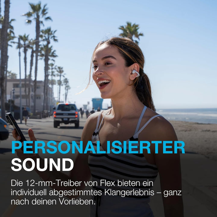 JLab Flex Open Ear Kopfhörer - Open Ear Earbuds, Manschetten-Design Clip-On-Kopfhörer, 21 Stunden Ak