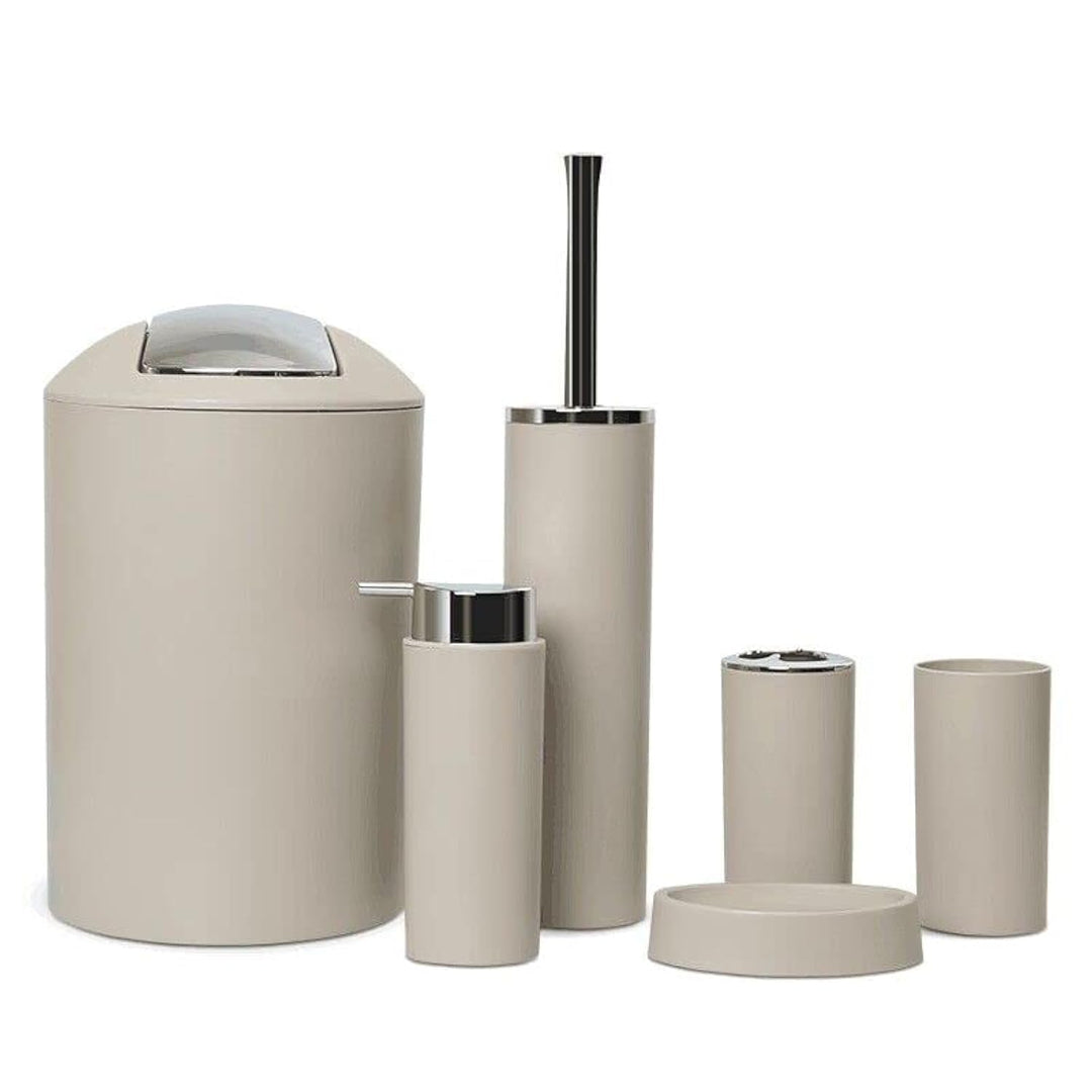 zalati Badezimmer-Zubehör-Set, 6-teilig, Badzubehör, Lotionflasche, Zahnbürstenhalter, Zahnbecher, S