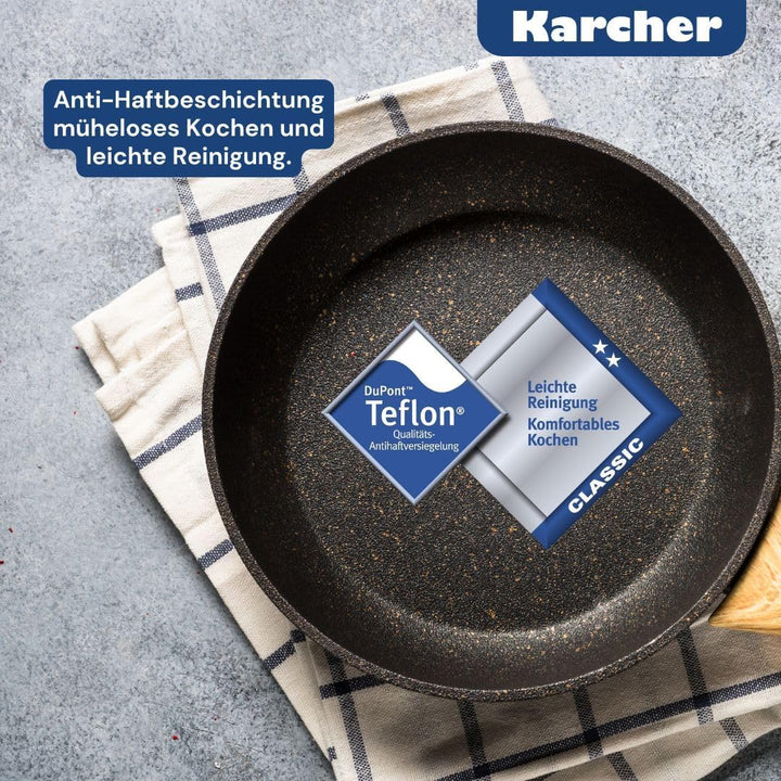 Karcher Induktion Bräter mit Deckel 2in1 (Aluguss, 8,7 Liter, inkl. Topfhandschuhe) mit Induktion, m