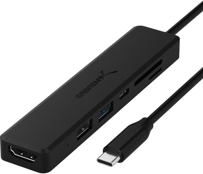 SABRENT USB C Hub mit HDMI 4K 30Hz, 60W USB-C PD Ladegerät und SD/Micro SD Kartenleser (HB-TC6C) 6-i