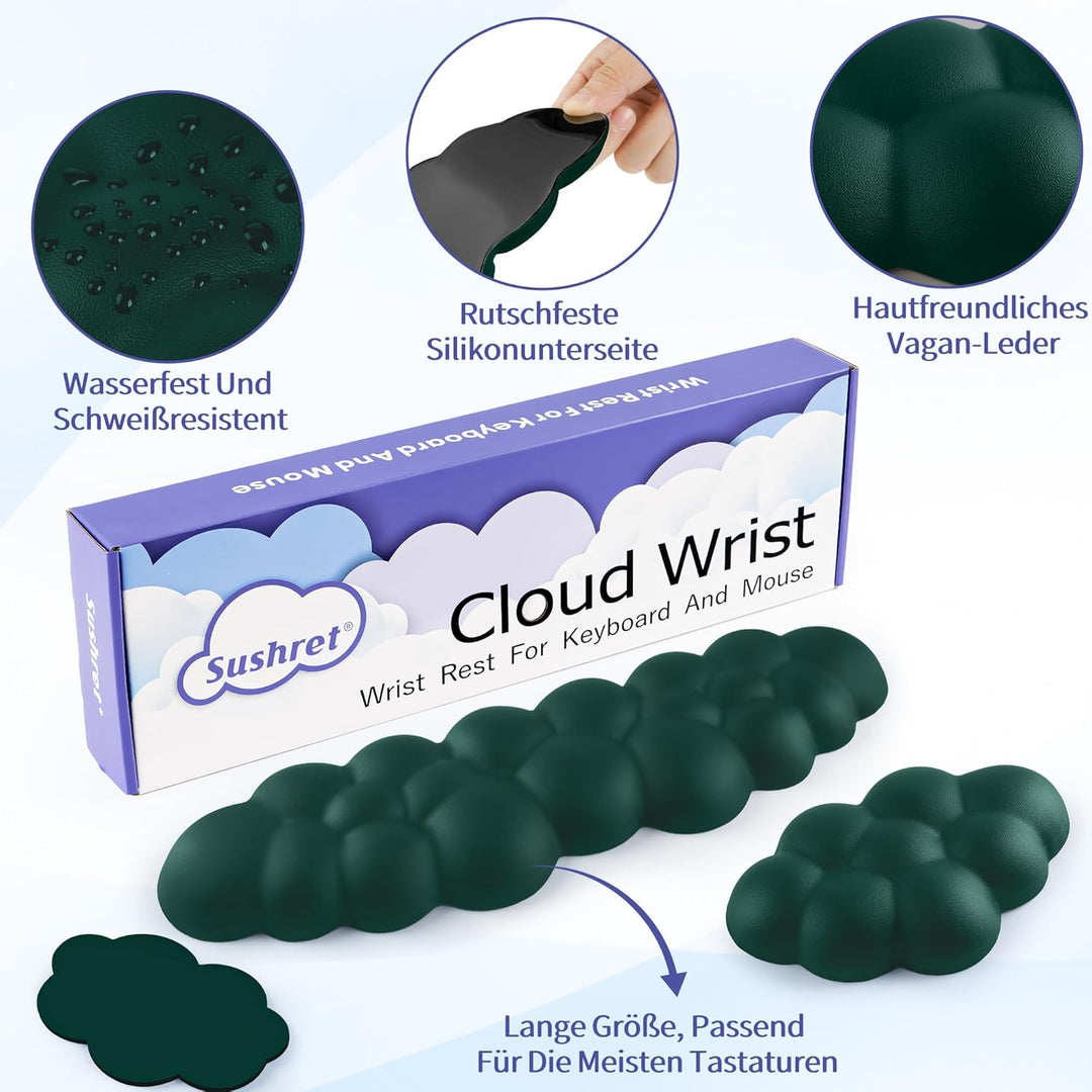 Sushret Wolke Handballenauflage Tastatur, Ergonomisches Wolke Handauflage Tastatur Mit PU Leder Memo