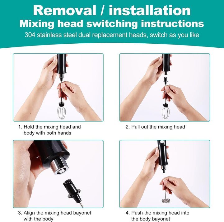 Elektrische Milchaufschäumer, Handheld Milchschäumer Stab, 3-Gang USB Wiederaufladbarer Aufschäumer