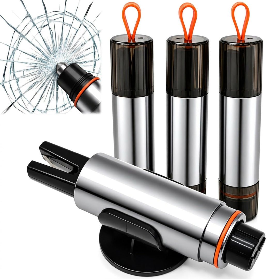 4 Stück 2-in-1 Notfallhammer Auto, multifunktionaler Nothammer mit Gurtschneider, Stabiler Glasbrech