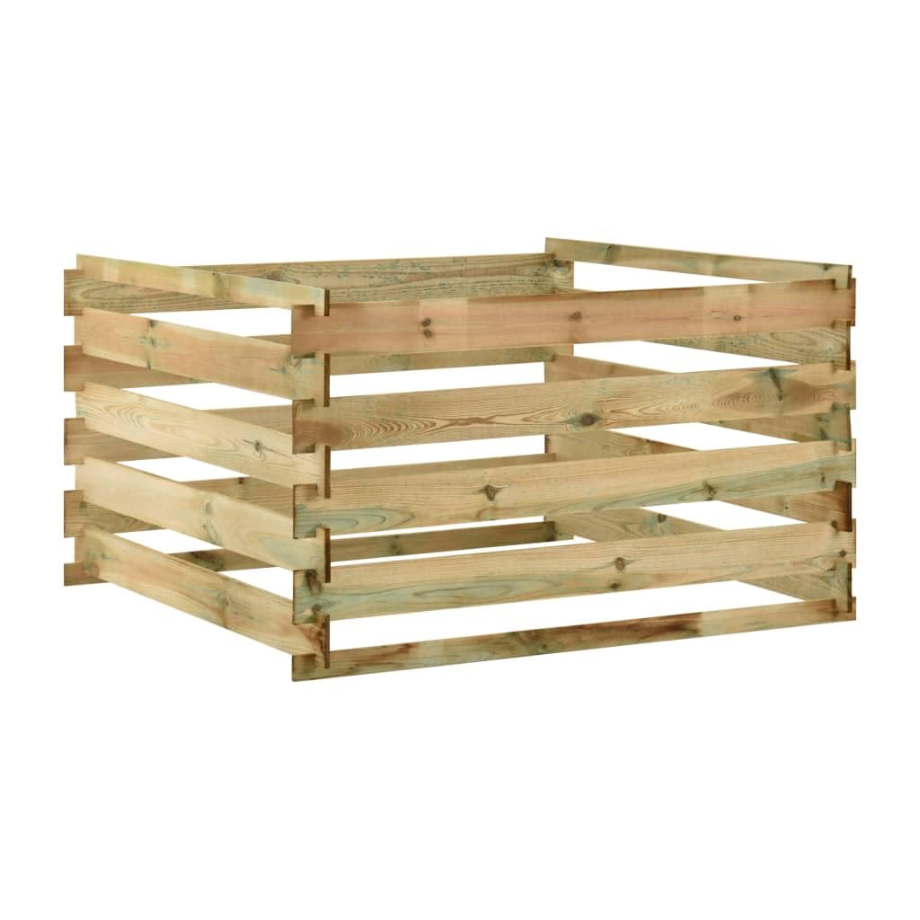 Gartenkomposter mit Latten, 120x120x70 cm, Kiefernholz, imprägniert, Komposter für Abfall, Komposter