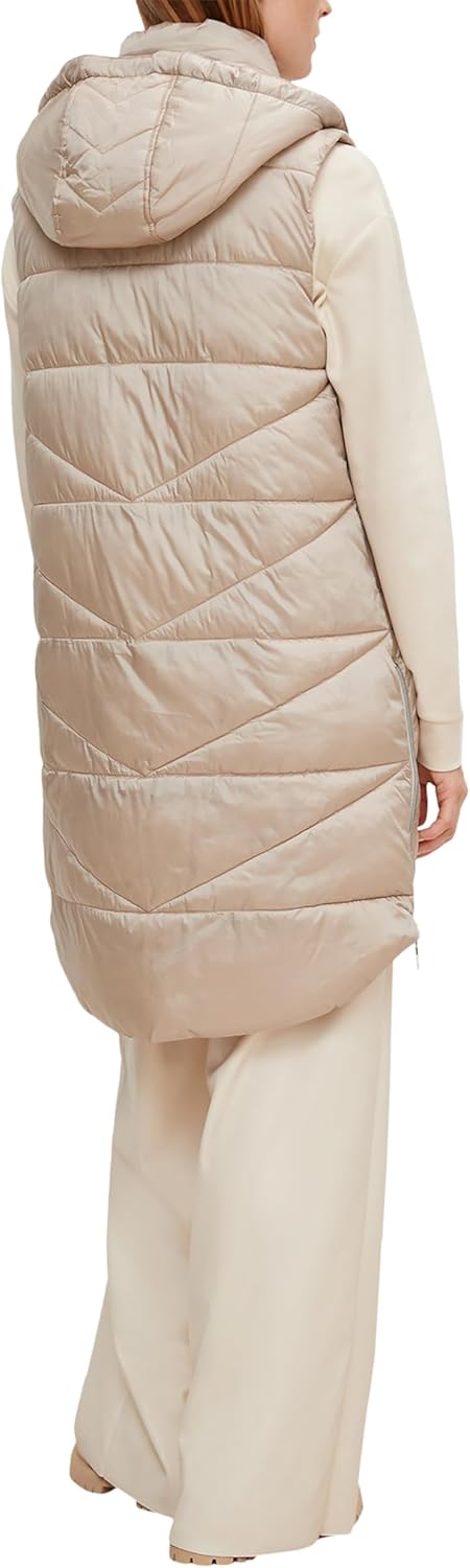 Comma Lange Steppweste mit Kapuze 40 8143 Beige, 40 8143 Beige
