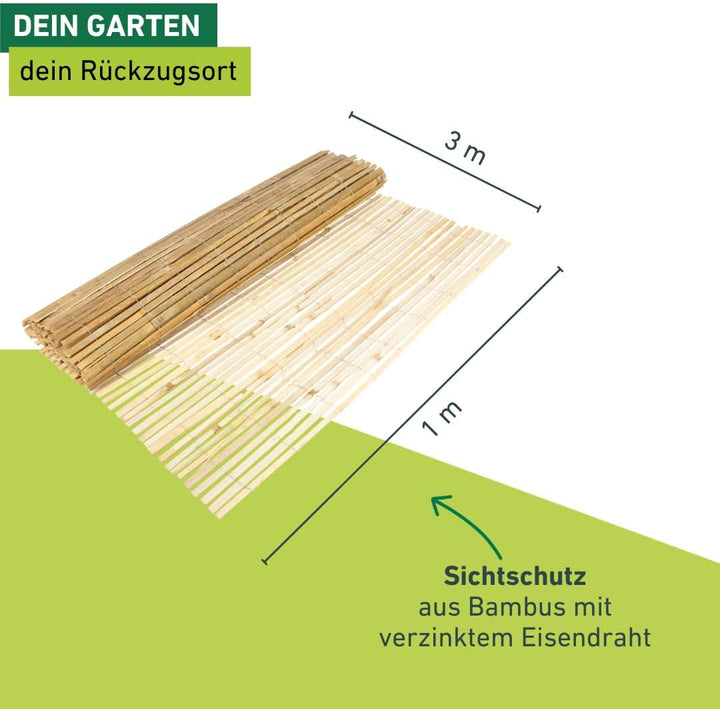 Windhager Sichtschutzmatte Mitake, Zaunmatte aus Bambus, Bambusmatte, Sichtschutz-Zaun aus naturbela