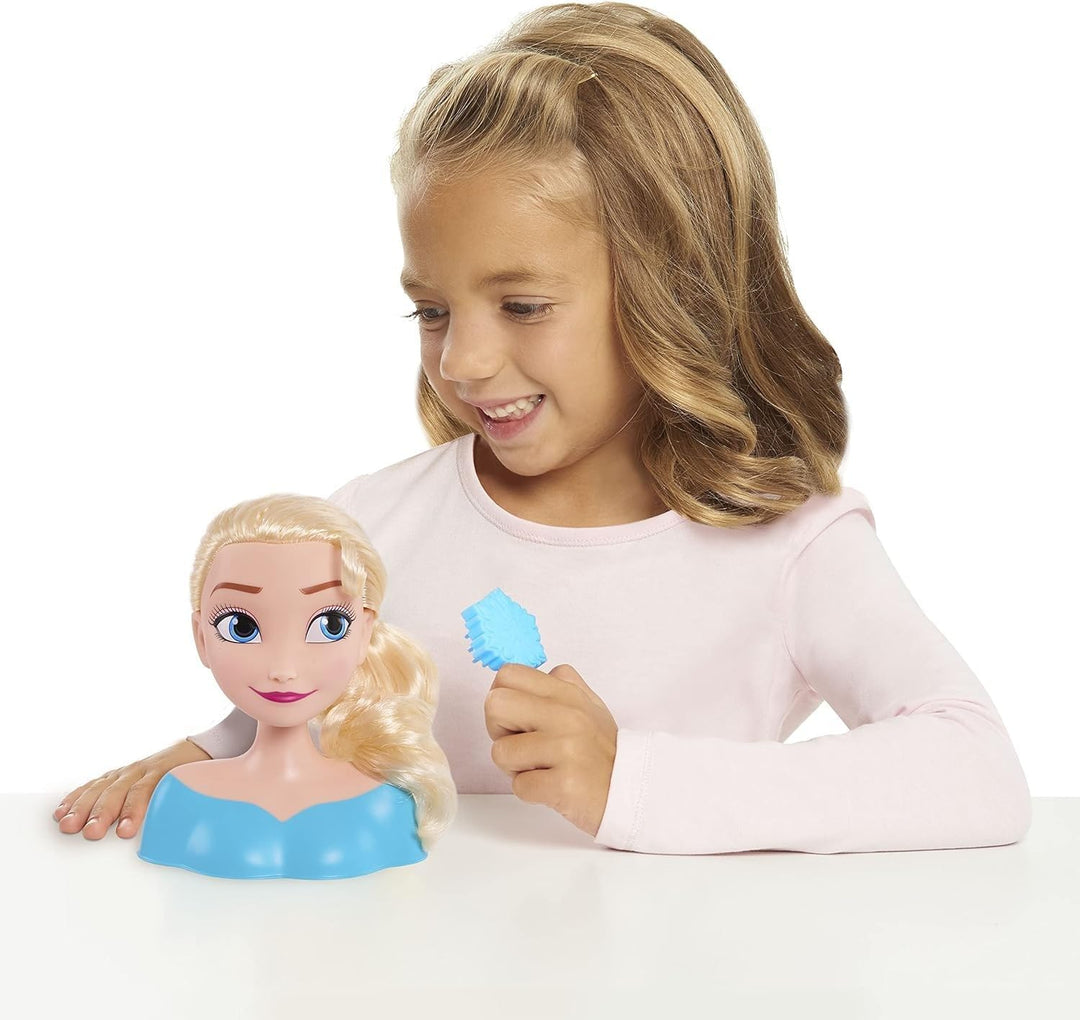 Just Play 87490-JP Disney Frozen Frisierkopf ELSA Mini 14cm mit Haarbürste für Styling-Spass, ab 3 J