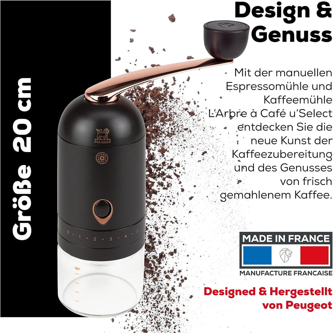 Peugeot Kaffeemühle L'Arbre à Café u‘Select 20 cm Schokolade I Hochwertige Espresso- & Kaffeemühle m