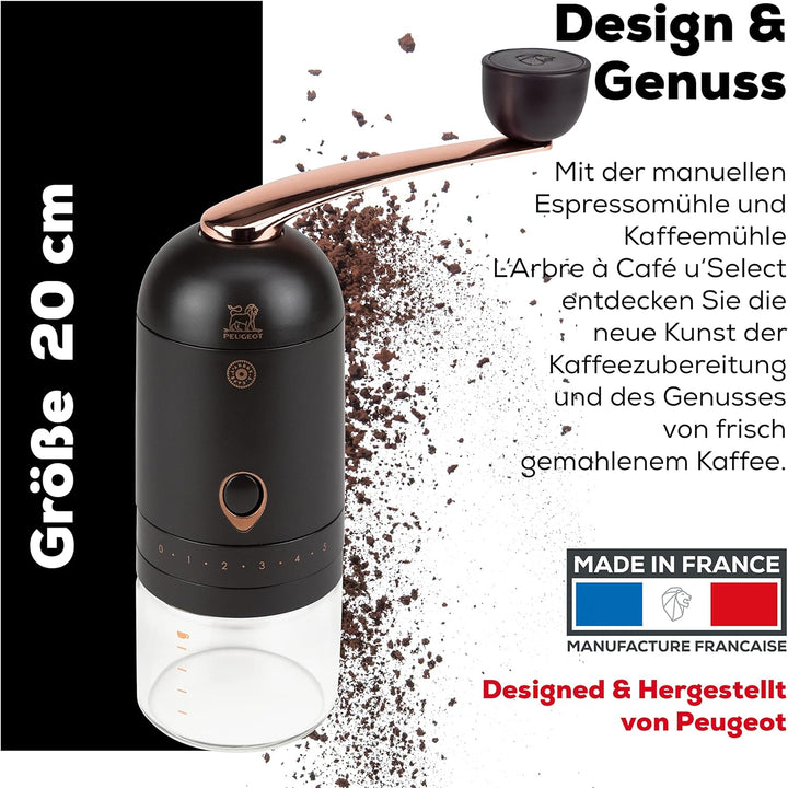 Peugeot Kaffeemühle L'Arbre à Café u‘Select 20 cm Schokolade I Hochwertige Espresso- & Kaffeemühle m