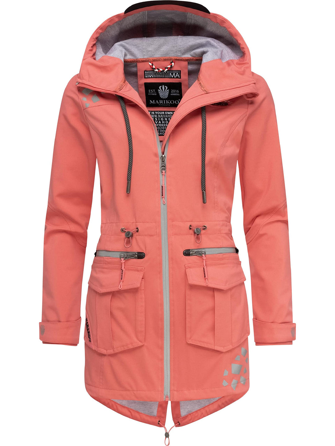 MARIKOO Damen wasserdichter Softshellmantel Softshelljacke Outdoorjacke Übergangsjacke Parka Kapuze