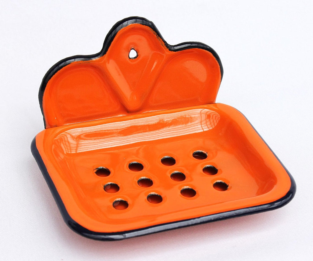 DanDiBo Seifenhalter 618 Orange Seifenschale 13 cm emailliert Landhaus Emaille Seifenspender, Orange