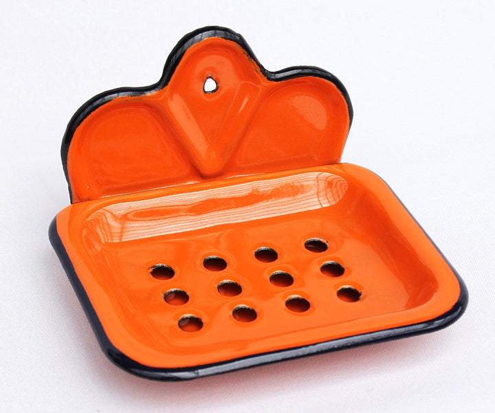 DanDiBo Seifenhalter 618 Orange Seifenschale 13 cm emailliert Landhaus Emaille Seifenspender, Orange